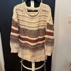 Zara oversized summer sweater - cream, copper and blue - med/large